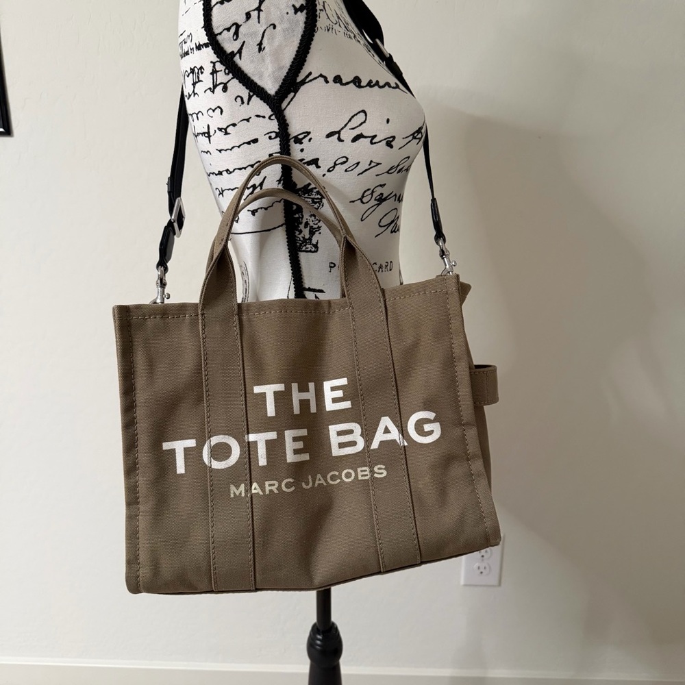 Marc Jacobs Slate Green Canvas Medium Tote Bag